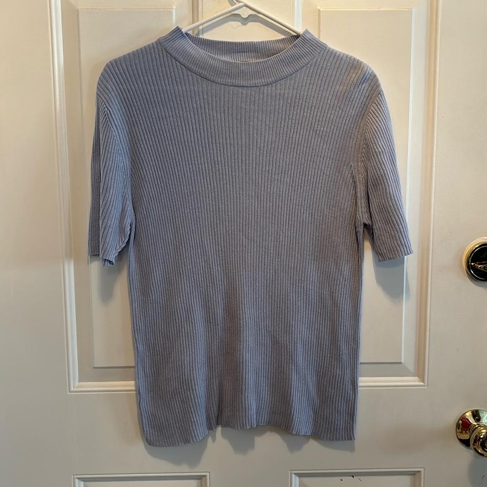 blue ribbed top - womens s